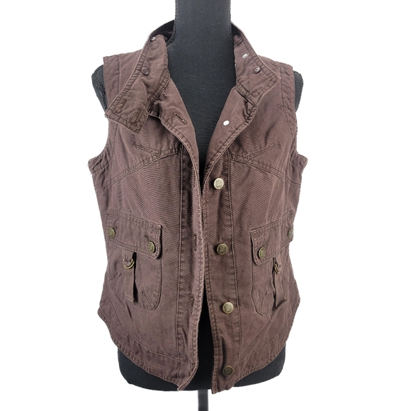 Retro VTG BB DAKOTA Brown Button-Up Utility Vest Size Large - Picture 1 of 9